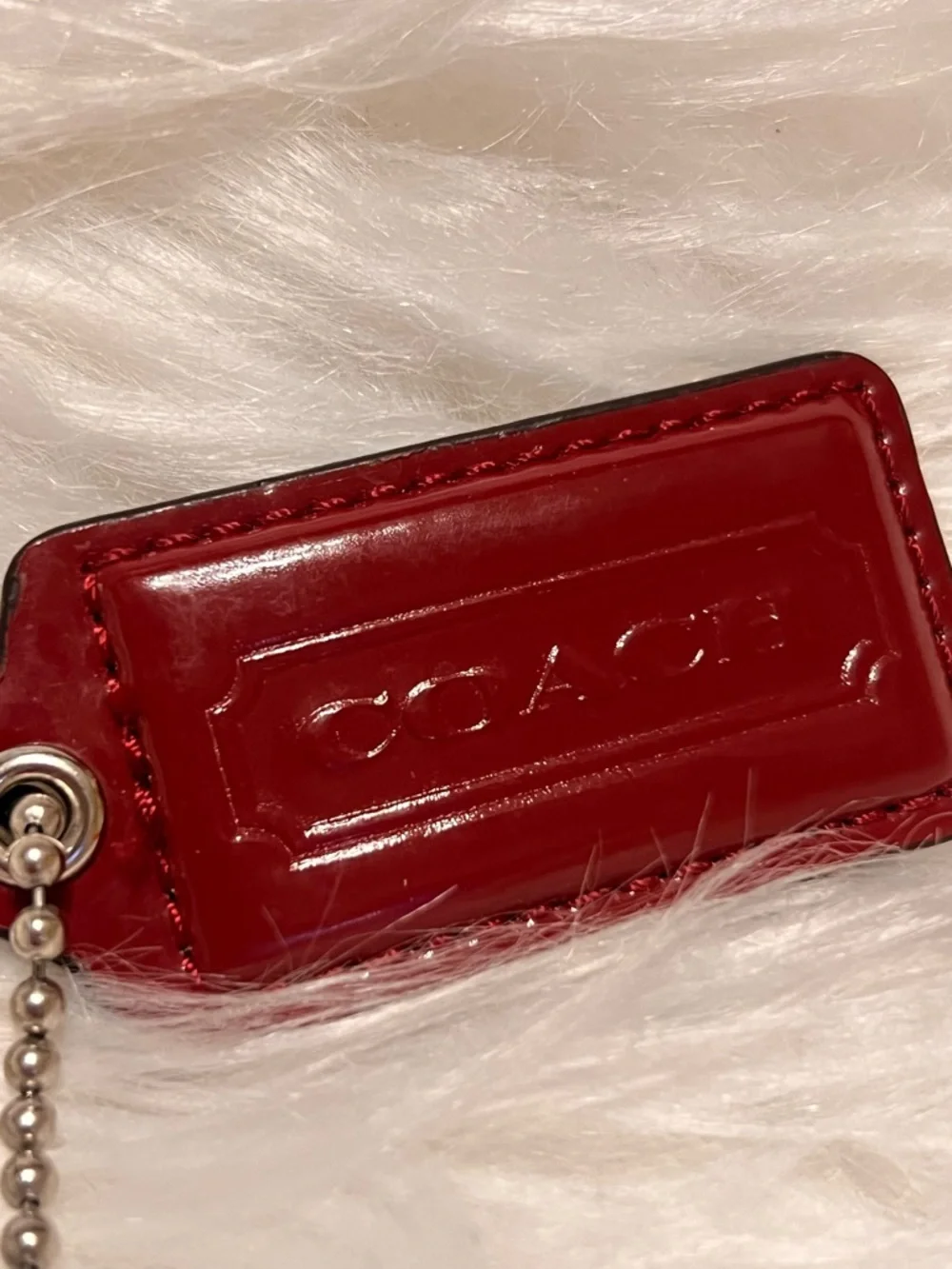 Coach Red Patent Leather tag bag or keychain